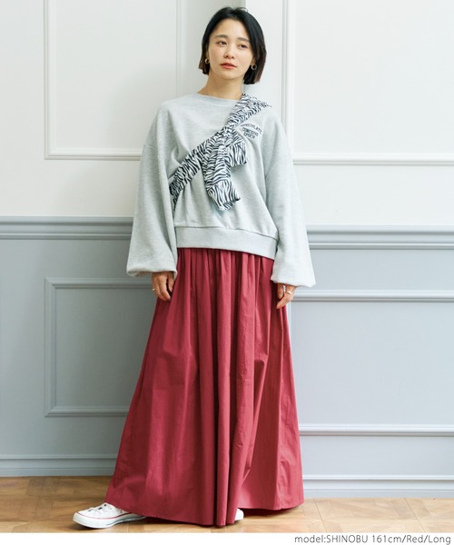 coca（coca）（コカ）の「ポプリンスカート（スカート・レディース・ブラック/グレー/レッド/アイボリー・SHORT/LONG）」の15枚目の写真