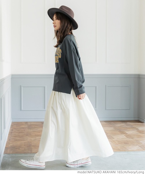 coca（coca）（コカ）の「ポプリンスカート（スカート・レディース・ブラック/グレー/レッド/アイボリー・SHORT/LONG）」の6枚目の写真