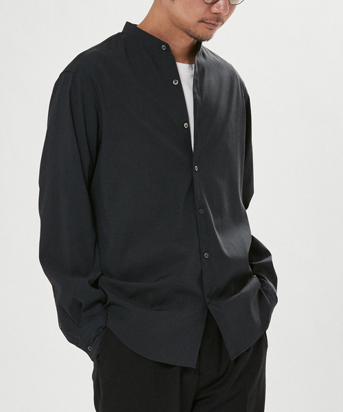 EDIFICE SELECT（エディフィスセレクト）の「ウォッシャブル ツイル バンドカラー シャツ（シャツ/ブラウス・メンズ・ホワイト/ネイビー/グレー/グリーン・SMALL/MEDIUM/LARGE/X-LARGE）」の4枚目の写真