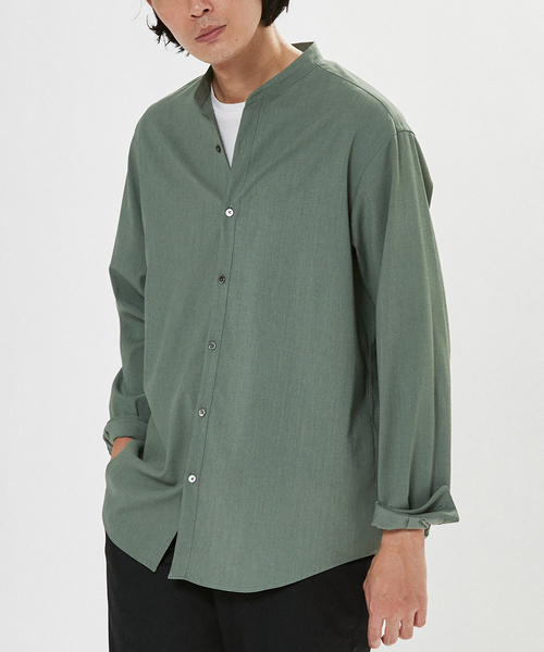 EDIFICE SELECT（エディフィスセレクト）の「ウォッシャブル ツイル バンドカラー シャツ（シャツ/ブラウス・メンズ・ホワイト/ネイビー/グレー/グリーン・SMALL/MEDIUM/LARGE/X-LARGE）」の3枚目の写真