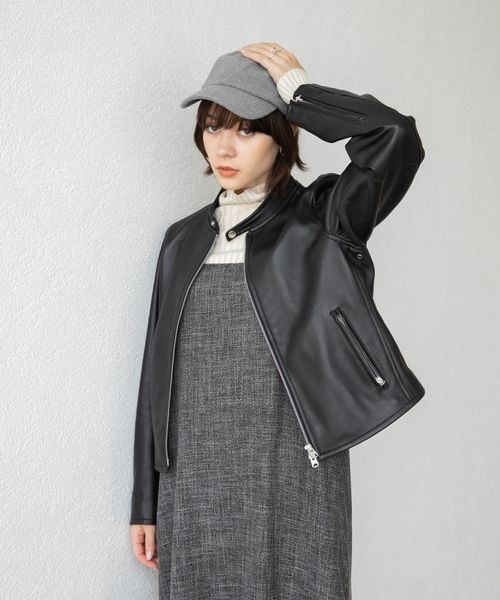 【新品:未使用】羊革 JEANASIS シングルレザーライダース 黒 JEANASIS（ジーナシス）の「シングルレザーライダース/123372