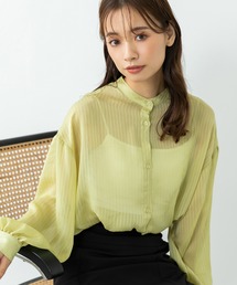 バンドカラーストライプシャツ