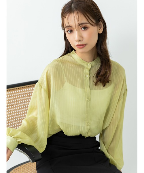 fifth(フィフス)の「バンドカラーストライプシャツ(シャツ/ブラウス・レディース・ブラック/グリーン/アイボリー・M)」の10枚目の写真
