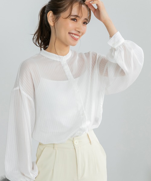 fifth(フィフス)の「バンドカラーストライプシャツ(シャツ/ブラウス・レディース・ブラック/グリーン/アイボリー・M)」の5枚目の写真