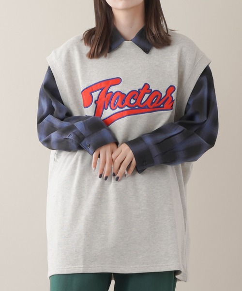 SPINNS（スピンズ）の「FACTORフロントロゴデザイン 裏毛スウェットベスト（スウェット・レディース・ブラック/ネイビー/マスタード/オートミール/杢グレー・ONESIZE）」の3枚目の写真