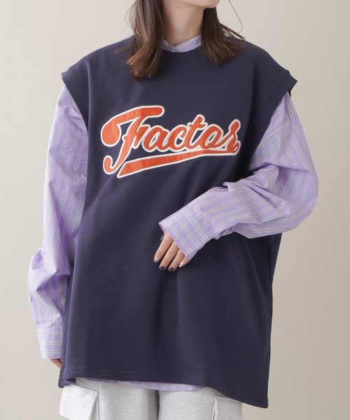 SPINNS（スピンズ）の「FACTORフロントロゴデザイン 裏毛スウェットベスト（スウェット・レディース・ブラック/ネイビー/マスタード/オートミール/杢グレー・ONESIZE）」の4枚目の写真