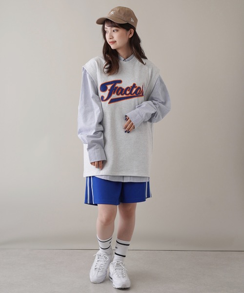 SPINNS（スピンズ）の「FACTORフロントロゴデザイン 裏毛スウェットベスト（スウェット・レディース・ブラック/ネイビー/マスタード/オートミール/杢グレー・ONESIZE）」の14枚目の写真