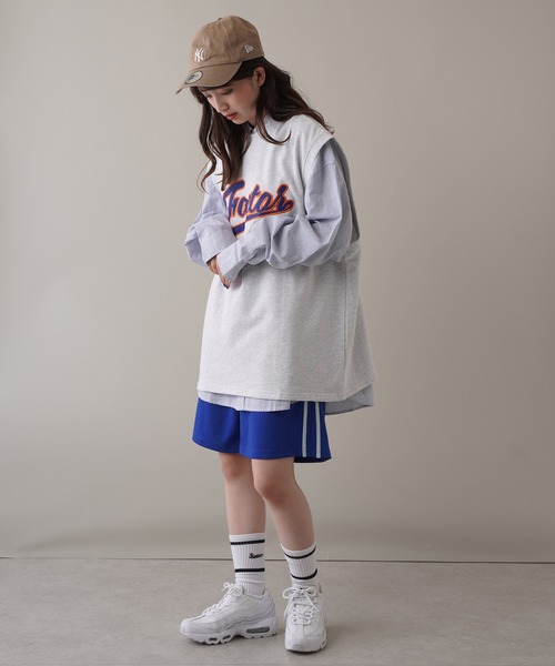 SPINNS（スピンズ）の「FACTORフロントロゴデザイン 裏毛スウェットベスト（スウェット・レディース・ブラック/ネイビー/マスタード/オートミール/杢グレー・ONESIZE）」の7枚目の写真