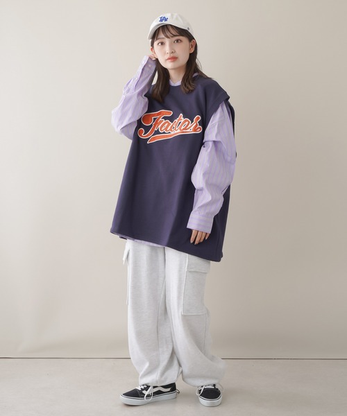 SPINNS（スピンズ）の「FACTORフロントロゴデザイン 裏毛スウェットベスト（スウェット・レディース・ブラック/ネイビー/マスタード/オートミール/杢グレー・ONESIZE）」の18枚目の写真