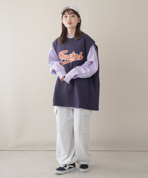 SPINNS（スピンズ）の「FACTORフロントロゴデザイン 裏毛スウェットベスト（スウェット・レディース・ブラック/ネイビー/マスタード/オートミール/杢グレー・ONESIZE）」の19枚目の写真