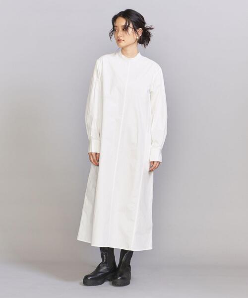BEAUTY&YOUTH UNITED ARROWS(ビューティーアンドユースユナイテッドアローズ)の「バックスリット レイヤード フレア ワンピース -ウォッシャブル-(ワンピース・レディース・ホワイト/ライトブルー/ブラック・FREE)」の4枚目の写真