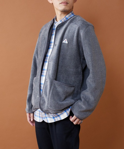 CIAOPANIC TYPY（チャオパニックティピー）の「【GEVACO/ゲバコ】マイクロフリースノーカラージャケット（ノーカラージャケット・メンズ・ライトグレー/ベージュ/チャコール・MEDIUM/LARGE/X-LARGE）」の4枚目の写真