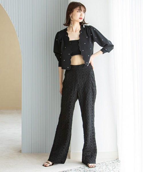 U by SPICK&SPAN（ユーバイスピックアンドスパン）の「≪追加≫ドット刺繍ニットカーディガン（ニット/セーター・レディース・ブラック・FREE）」の9枚目の写真