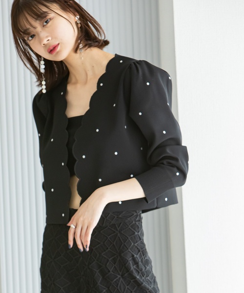 U by SPICK&SPAN（ユーバイスピックアンドスパン）の「≪追加≫ドット刺繍ニットカーディガン（ニット/セーター・レディース・ブラック・FREE）」の11枚目の写真