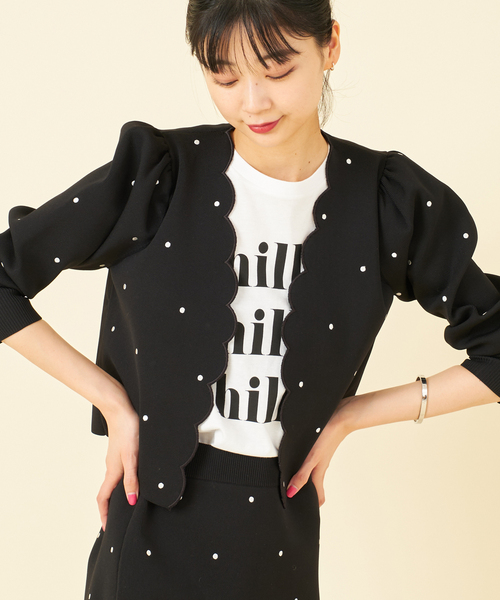 U by SPICK&SPAN（ユーバイスピックアンドスパン）の「≪追加≫ドット刺繍ニットカーディガン（ニット/セーター・レディース・ブラック・FREE）」の17枚目の写真