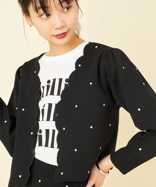 U by SPICK&SPAN（ユーバイスピックアンドスパン）の「≪追加≫ドット刺繍ニットカーディガン（ニット/セーター・レディース・ブラック・FREE）」の18枚目の写真