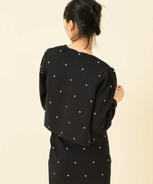 美品【U by SPICK&amp;SPAN】ドット刺繍 スカラップ　ニットカーディガン U by SPICK&SPAN - 美品【U by SPICK&SPAN】ドット刺繍 スカラップ