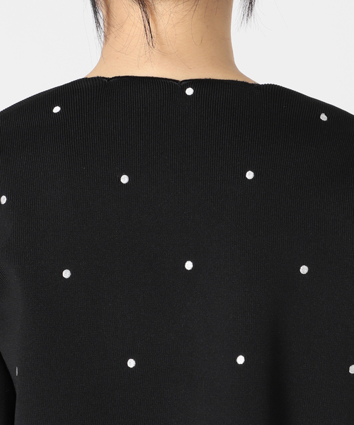 U by SPICK&SPAN（ユーバイスピックアンドスパン）の「≪追加≫ドット刺繍ニットカーディガン（ニット/セーター・レディース・ブラック・FREE）」の3枚目の写真