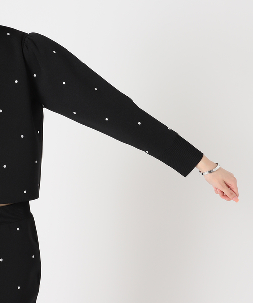U by SPICK&SPAN（ユーバイスピックアンドスパン）の「≪追加≫ドット刺繍ニットカーディガン（ニット/セーター・レディース・ブラック・FREE）」の4枚目の写真