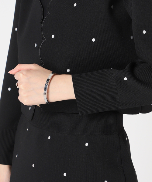 U by SPICK&SPAN（ユーバイスピックアンドスパン）の「≪追加≫ドット刺繍ニットカーディガン（ニット/セーター・レディース・ブラック・FREE）」の5枚目の写真