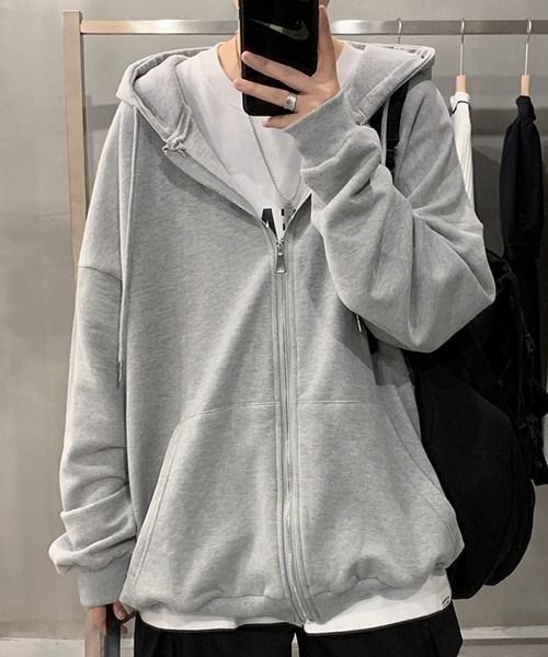 NOWLE(ノウル)の「【NOWLE】裏起毛 スウェット ジップ パーカー(パーカー・メンズ・ブラック/グレー・MEDIUM/LARGE/X-LARGE/XX-LARGE)」の4枚目の写真