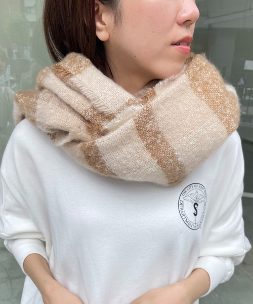 CAPRICIEUX LE'MAGE（カプリシューレマージュ）の「リサイクルストール（ストール/ショール・レディース・ベージュ/グレー・FREE）」の3枚目の写真