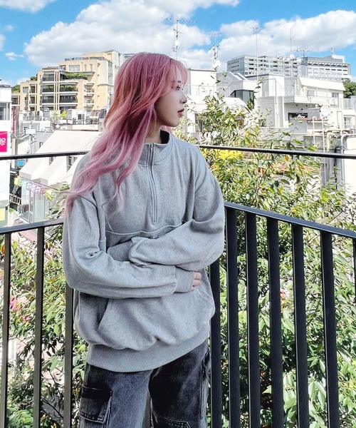 Figments（フィグメンツ）の「ハーフZIPプルオーバー（スウェット・レディース・ブラック/グレー・FREE）」の14枚目の写真