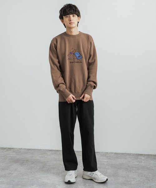 KRIFF MAYER(クリフメイヤー)の「KRIFF MAYER クリフメイヤー オーバーサイズ 裏起毛ブランドロゴ刺繍クルーネックスウェット(スウェット・メンズ・レンガ/チャコール/ナチュラル/グリーン/モカ/グレー/ネイビー・L/XL/M)」の18枚目の写真