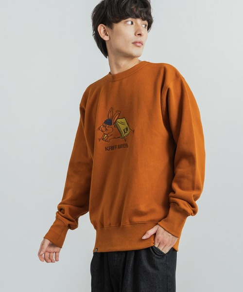 KRIFF MAYER(クリフメイヤー)の「KRIFF MAYER クリフメイヤー オーバーサイズ 裏起毛ブランドロゴ刺繍クルーネックスウェット(スウェット・メンズ・レンガ/チャコール/ナチュラル/グリーン/モカ/グレー/ネイビー・L/XL/M)」の10枚目の写真