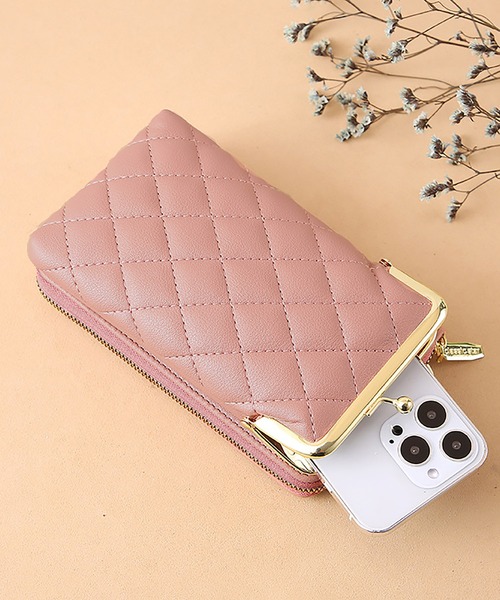 TABI PAL(タビパル)の「キルティング がま口型 ミニお財布ショルダー スマホ入れ(ショルダーバッグ・レディース・グリーン/ブラウン/ブラック/ピンク/ベージュ/ブルー・FREE)」の12枚目の写真