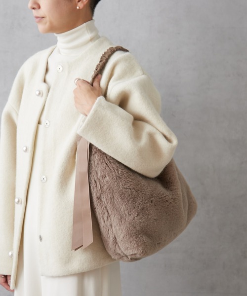 cache cache（カシュ カシュ）の「ファートートバッグ（トートバッグ・レディース・グレー/モカ・フリー）」の4枚目の写真