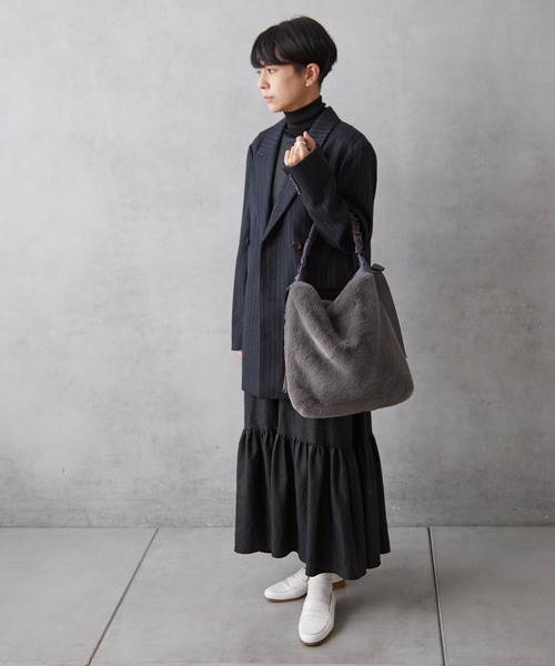 cache cache（カシュ カシュ）の「ファートートバッグ（トートバッグ・レディース・グレー/モカ・フリー）」の7枚目の写真