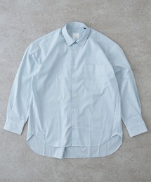 リラックスバックプリーツシャツ<シアンストライプ>