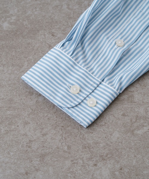 BRICK & SONS（ブリックアンドサンズ）の「リラックスバックプリーツシャツ＜シアンストライプ＞（シャツ/ブラウス・メンズ・グレイッシュブルー・LL/S/M/L/XS）」の3枚目の写真
