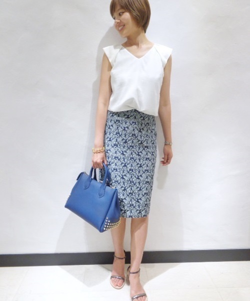 FIGARO Paris（フィガロパリ）の「◆ボーダーフラワーレース スカート（スカート・レディース・チャコールグレー/ネイビー・38/36）」の14枚目の写真