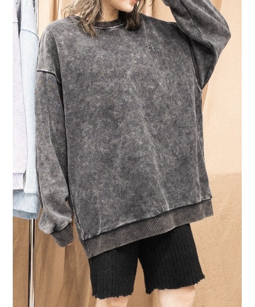 +edit（プラスエディット）の「VINTAGE加工BACK刺繍スウェット（スウェット・レディース・パープル/ブルー/ブラック・FREE）」の4枚目の写真