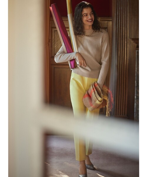 OPAQUE.CLIP(オペークドットクリップ)の「◆【エマール検証済 洗える】【ネオサーモ】ストレッチオックス イージーテーパードパンツ(その他パンツ・レディース・ブラック/レモンイエロー/ナチュラル/アイボリー/ブルー/ライトグリーン/ライトパープル・34/42/36/38/40)」の8枚目の写真