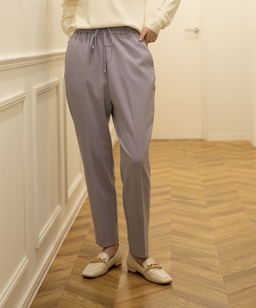 OPAQUE.CLIP(オペークドットクリップ)の「◆【エマール検証済 洗える】【ネオサーモ】ストレッチオックス イージーテーパードパンツ(その他パンツ・レディース・ブラック/レモンイエロー/ナチュラル/アイボリー/ブルー/ライトグリーン/ライトパープル・34/42/36/38/40)」の6枚目の写真