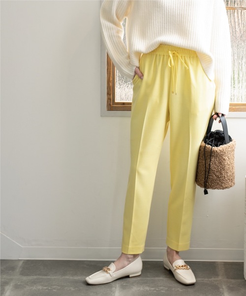 OPAQUE.CLIP(オペークドットクリップ)の「◆【エマール検証済 洗える】【ネオサーモ】ストレッチオックス イージーテーパードパンツ(その他パンツ・レディース・ブラック/レモンイエロー/ナチュラル/アイボリー/ブルー/ライトグリーン/ライトパープル・34/42/36/38/40)」の7枚目の写真