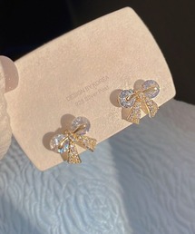 リボンビジューピアス
