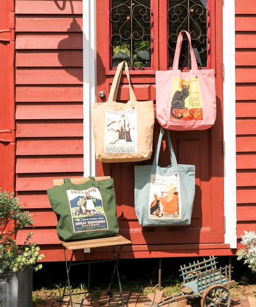 欧州航路（オウシュウコウロ）の「【欧州航路】オーガニックコットン アフィーシュトート（トートバッグ・レディース・グリーン/ピンク/ブルー/ベージュ/ブラウン/ホワイト・FREE）」の19枚目の写真