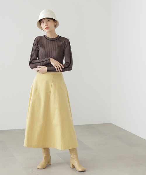 N.(N. Natural Beauty Basic)(エヌエヌナチュラルビューティーベーシック)の「◆ラインマルチリブニット(ニット/セーター・レディース・オフホワイト/グレー/グリーン・MEDIUM)」の10枚目の写真