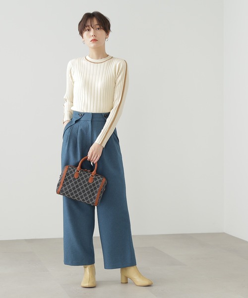 N.(N. Natural Beauty Basic)(エヌエヌナチュラルビューティーベーシック)の「◆ラインマルチリブニット(ニット/セーター・レディース・オフホワイト/グレー/グリーン・MEDIUM)」の14枚目の写真