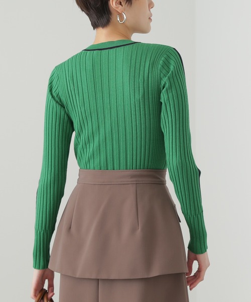 N.(N. Natural Beauty Basic)(エヌエヌナチュラルビューティーベーシック)の「◆ラインマルチリブニット(ニット/セーター・レディース・オフホワイト/グレー/グリーン・MEDIUM)」の5枚目の写真