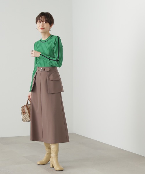 N.(N. Natural Beauty Basic)(エヌエヌナチュラルビューティーベーシック)の「◆ラインマルチリブニット(ニット/セーター・レディース・オフホワイト/グレー/グリーン・MEDIUM)」の13枚目の写真