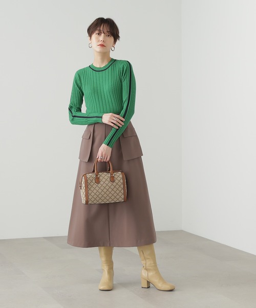 N.(N. Natural Beauty Basic)(エヌエヌナチュラルビューティーベーシック)の「◆ラインマルチリブニット(ニット/セーター・レディース・オフホワイト/グレー/グリーン・MEDIUM)」の15枚目の写真