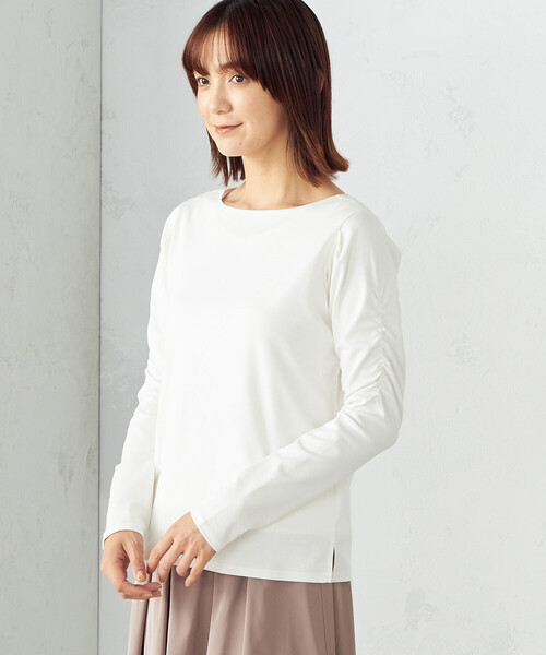 COMME CA ISM(コムサイズム)の「《前後2WAY》デザインスリーブ Tシャツ(Tシャツ/カットソー・レディース・ホワイト/ライトグレー/ターコイズブルー/ブラック・MEDIUM/LARGE)」の2枚目の写真