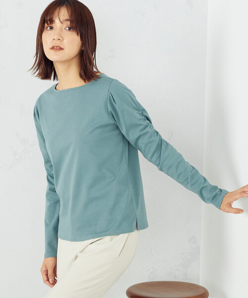 COMME CA ISM(コムサイズム)の「《前後2WAY》デザインスリーブ Tシャツ(Tシャツ/カットソー・レディース・ホワイト/ライトグレー/ターコイズブルー/ブラック・MEDIUM/LARGE)」の1枚目の写真
