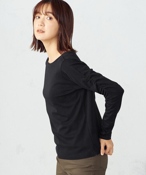 COMME CA ISM(コムサイズム)の「《前後2WAY》デザインスリーブ Tシャツ(Tシャツ/カットソー・レディース・ホワイト/ライトグレー/ターコイズブルー/ブラック・MEDIUM/LARGE)」の3枚目の写真
