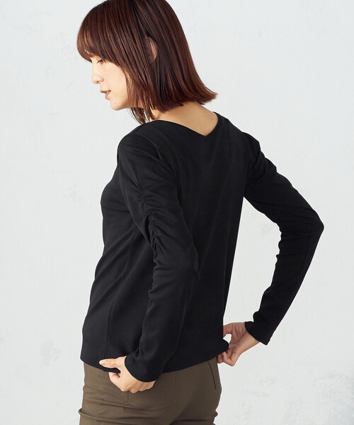 COMME CA ISM(コムサイズム)の「《前後2WAY》デザインスリーブ Tシャツ(Tシャツ/カットソー・レディース・ホワイト/ライトグレー/ターコイズブルー/ブラック・MEDIUM/LARGE)」の7枚目の写真